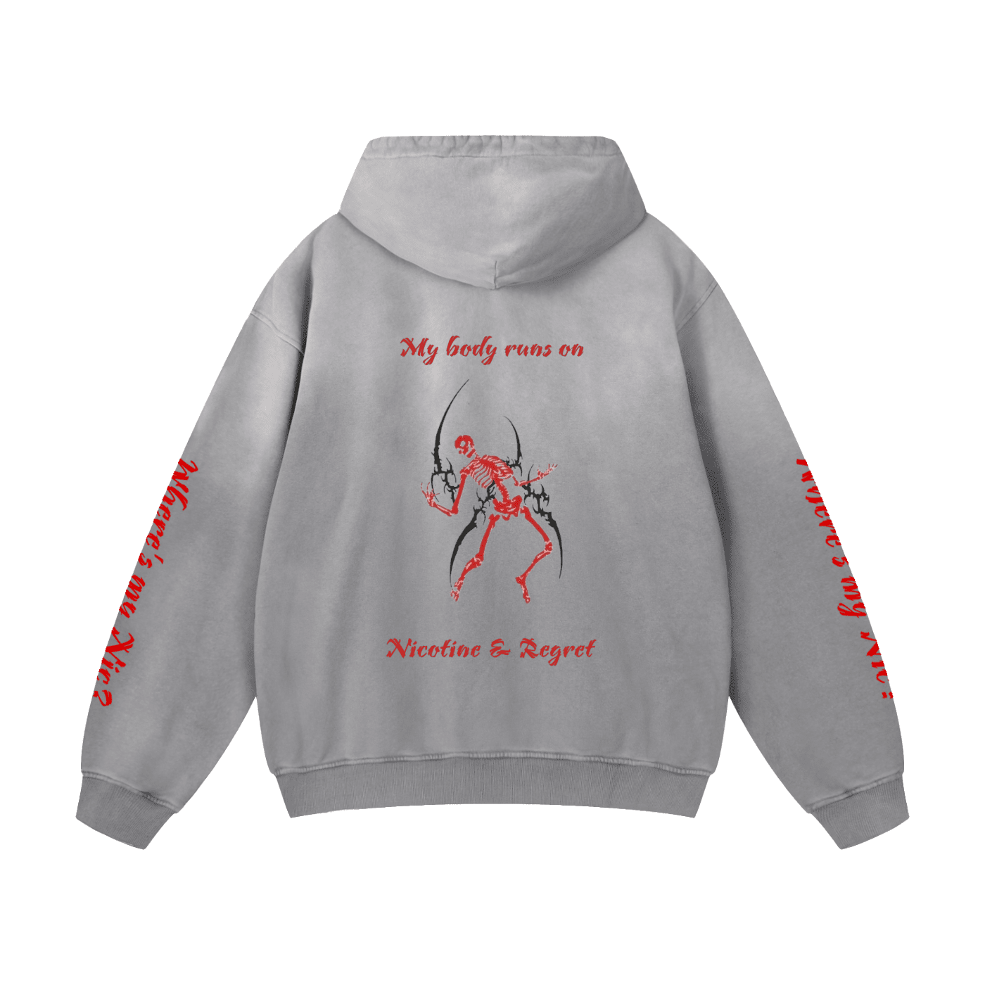 Nicotine & Regret Heavyweight Sunfade Oversized Hoodie - The Shadow Archive