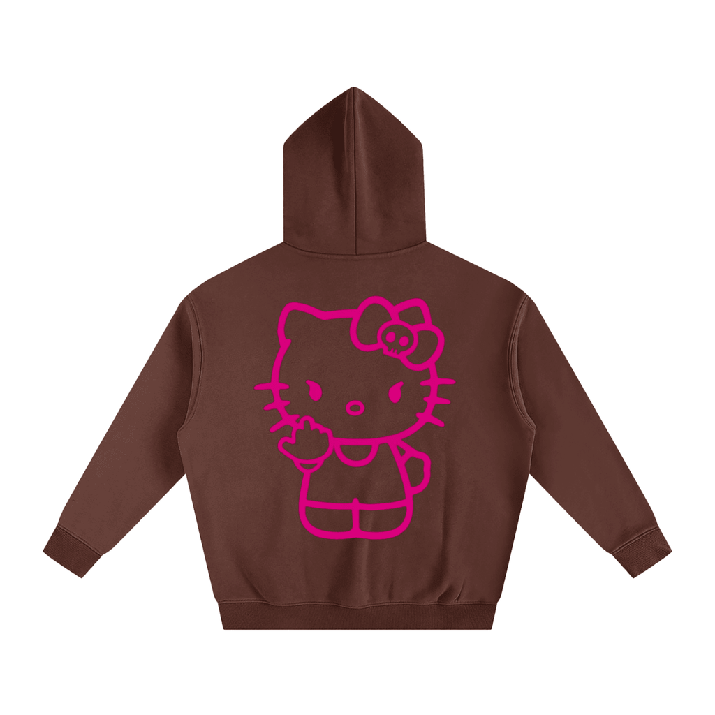 Bipolar Kisses Kitty Fleeced Hoodie - The Shadow Archive