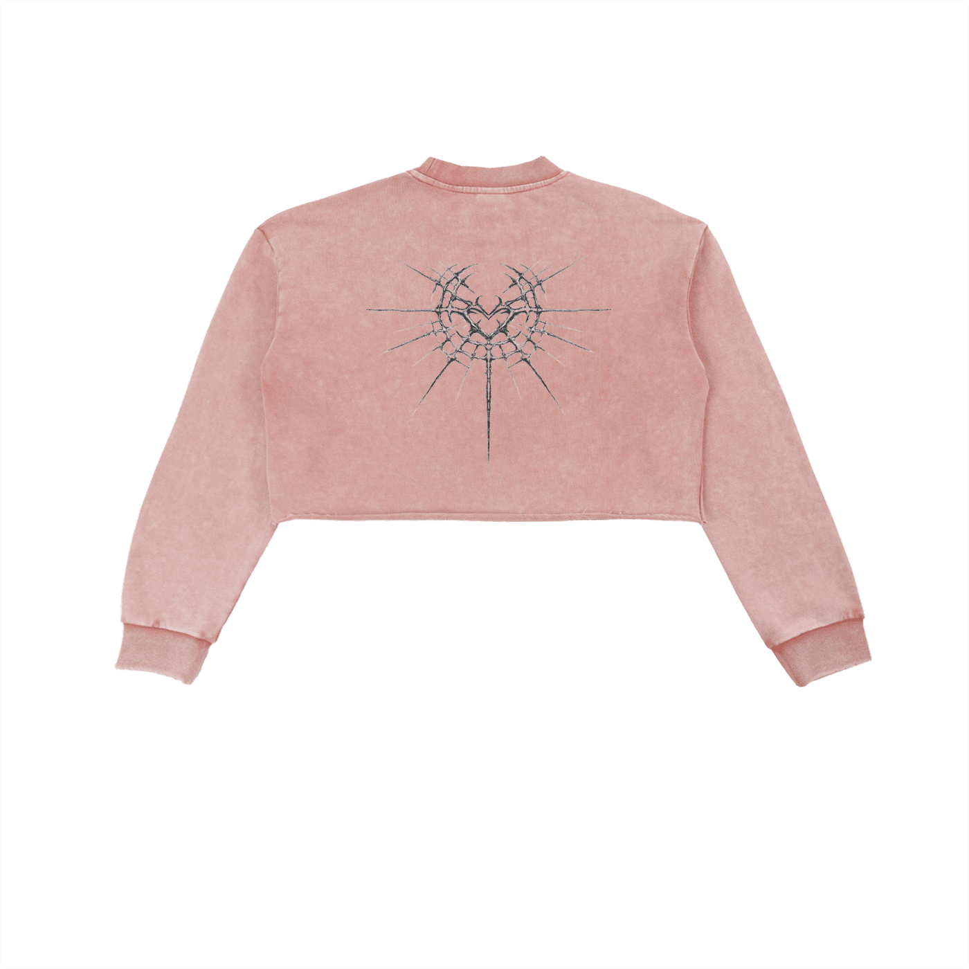 Cyber Kitty Washed Raw Edge Crop Sweatshirt - The Shadow Archive