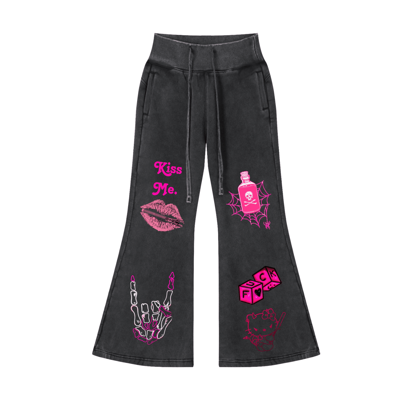 Punk Kitty Flared Fleece Pants - The Shadow Archive