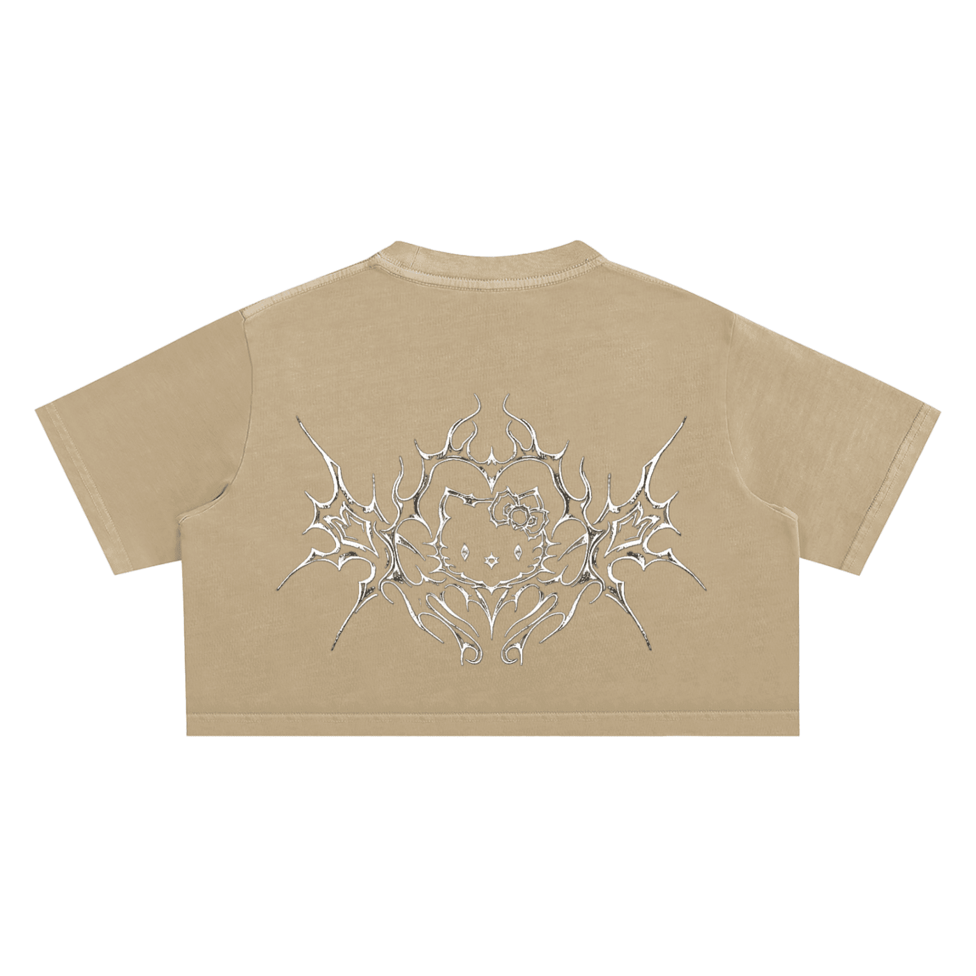 Cyber Kitty Washed Crop Top - The Shadow Archive