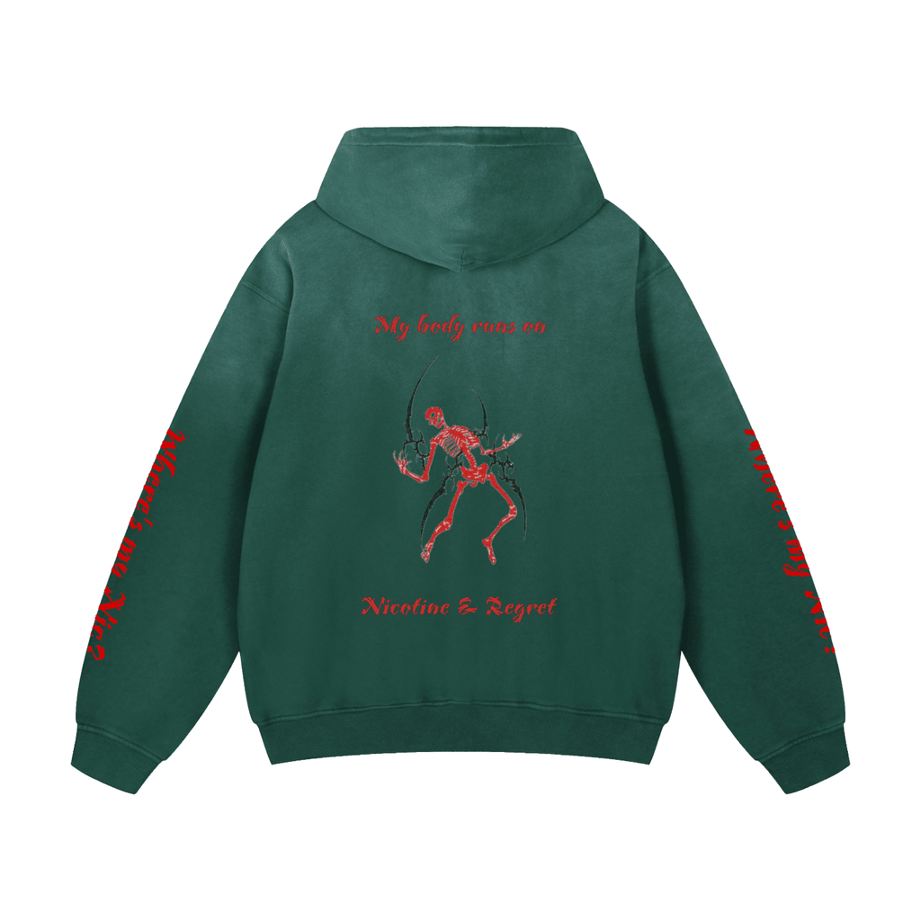 Nicotine & Regret Heavyweight Sunfade Oversized Hoodie - The Shadow Archive