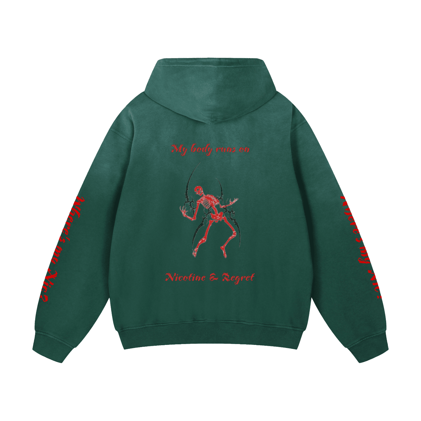 Nicotine & Regret Heavyweight Sunfade Oversized Hoodie - The Shadow Archive