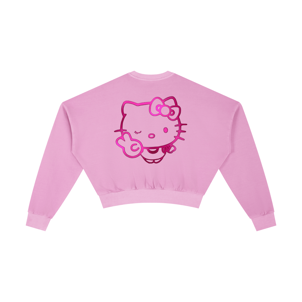 Kiss Me Kitty Washed Cropped Sweatshirt - The Shadow Archive