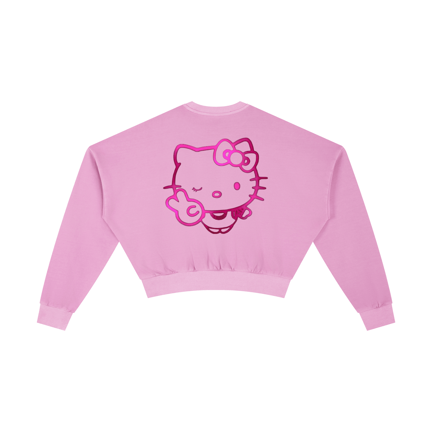Kiss Me Kitty Washed Cropped Sweatshirt - The Shadow Archive
