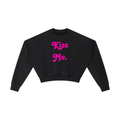 Kiss Me Kitty Washed Cropped Sweatshirt - The Shadow Archive