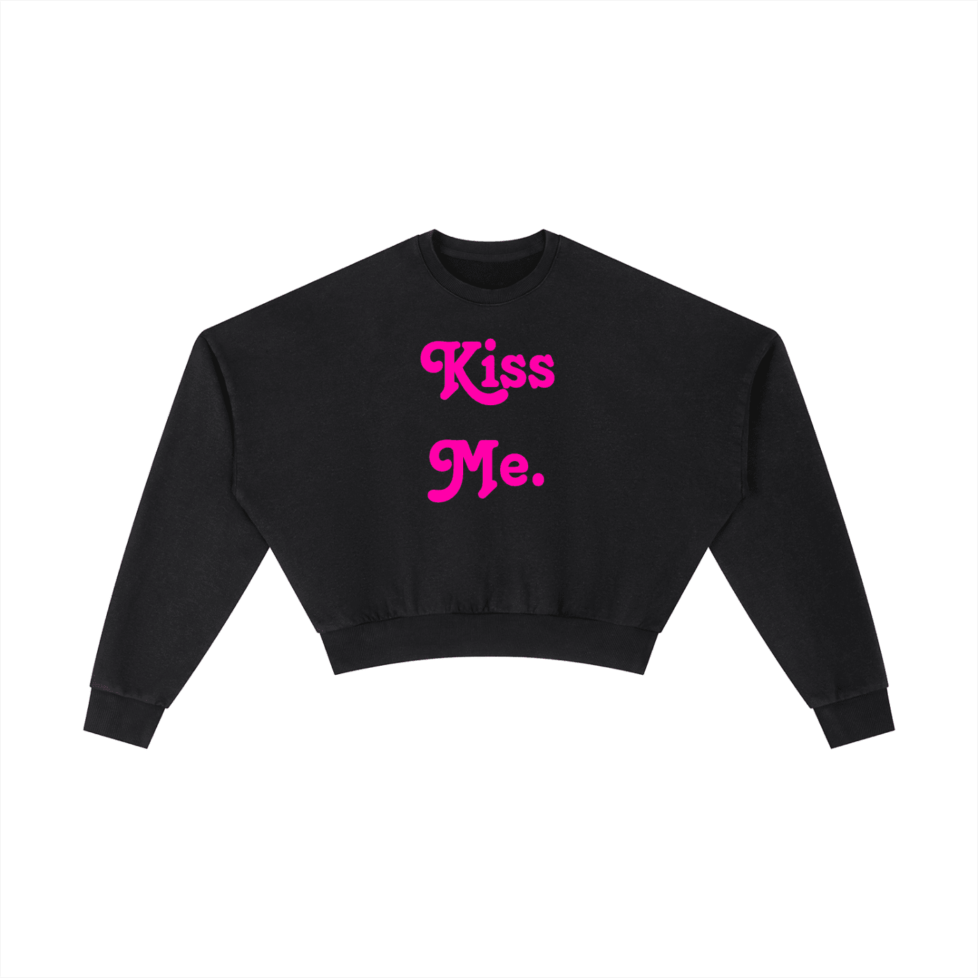 Kiss Me Kitty Washed Cropped Sweatshirt - The Shadow Archive