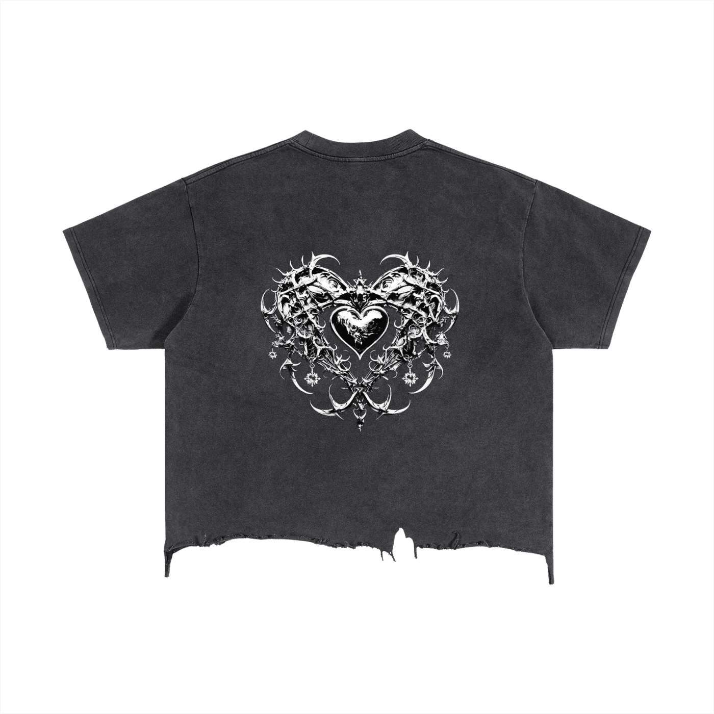 Punk Kitty Washed Distressed Hem T-Shirt - The Shadow Archive