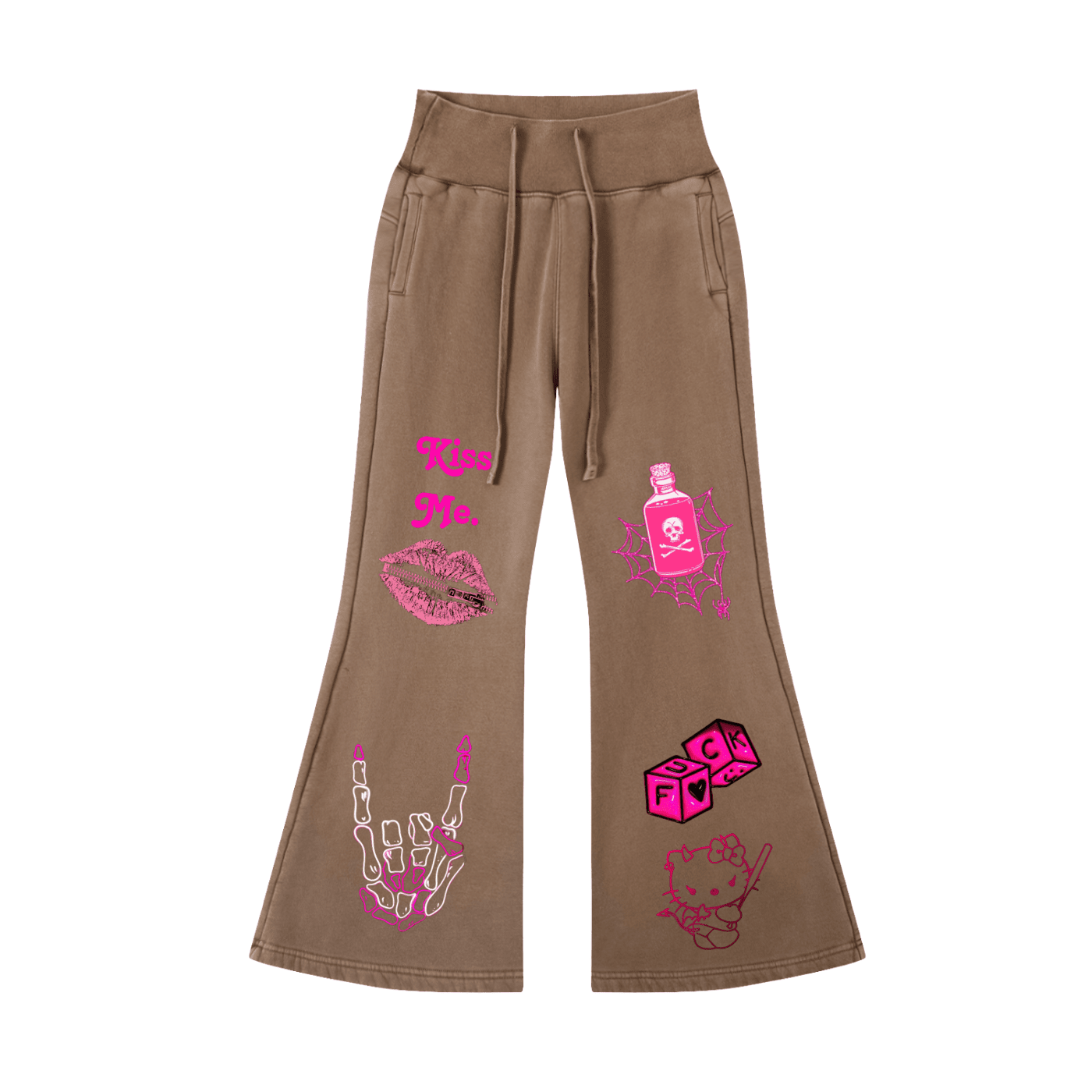 Punk Kitty Flared Fleece Pants - The Shadow Archive