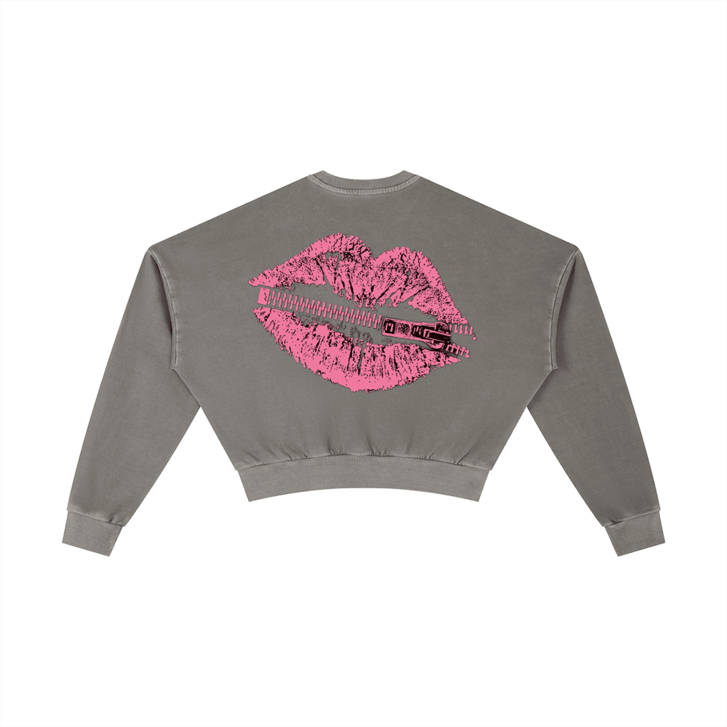 Bipolar Kisses Washed Cropped Sweatshirt - The Shadow Archive