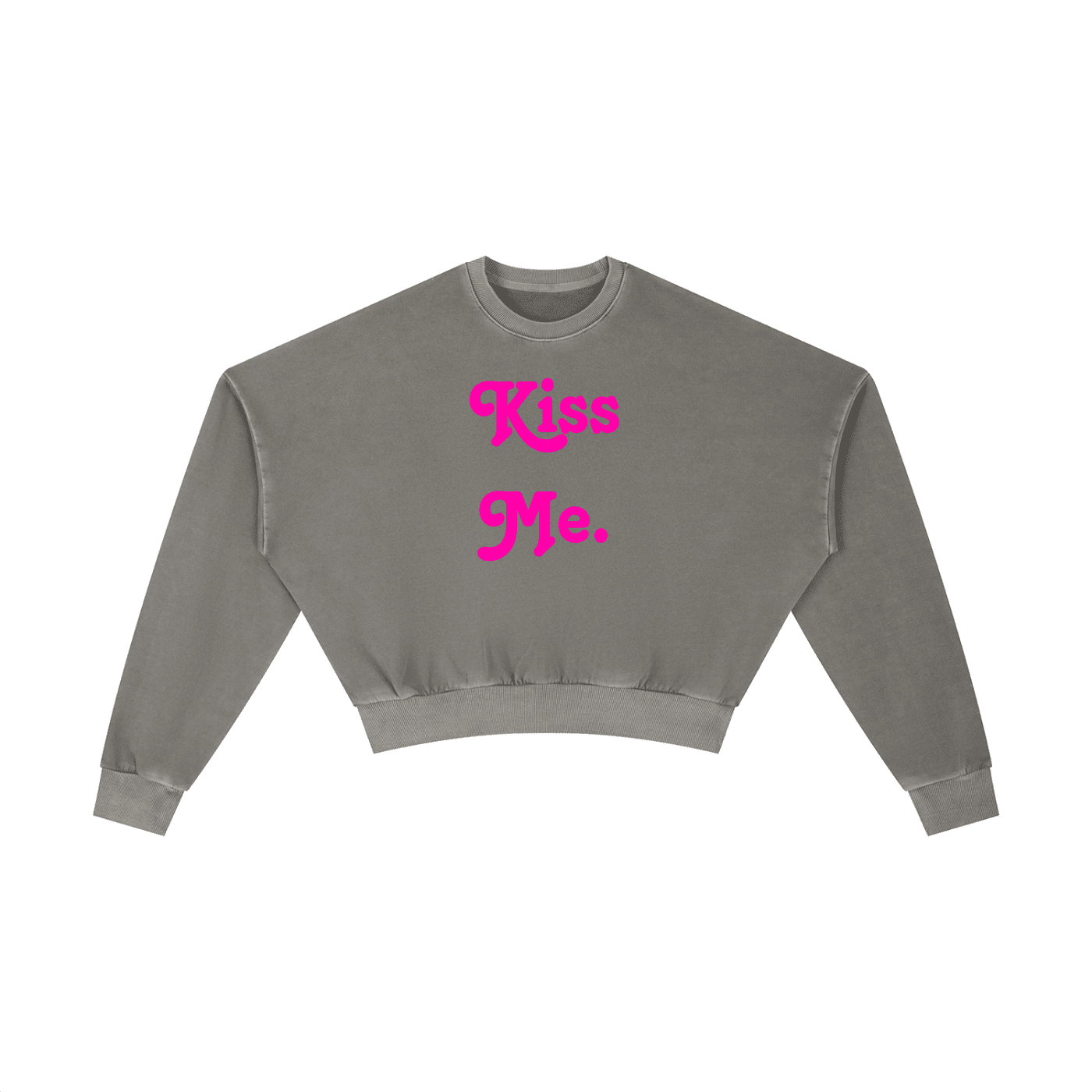 Kiss Me Kitty Washed Cropped Sweatshirt - The Shadow Archive