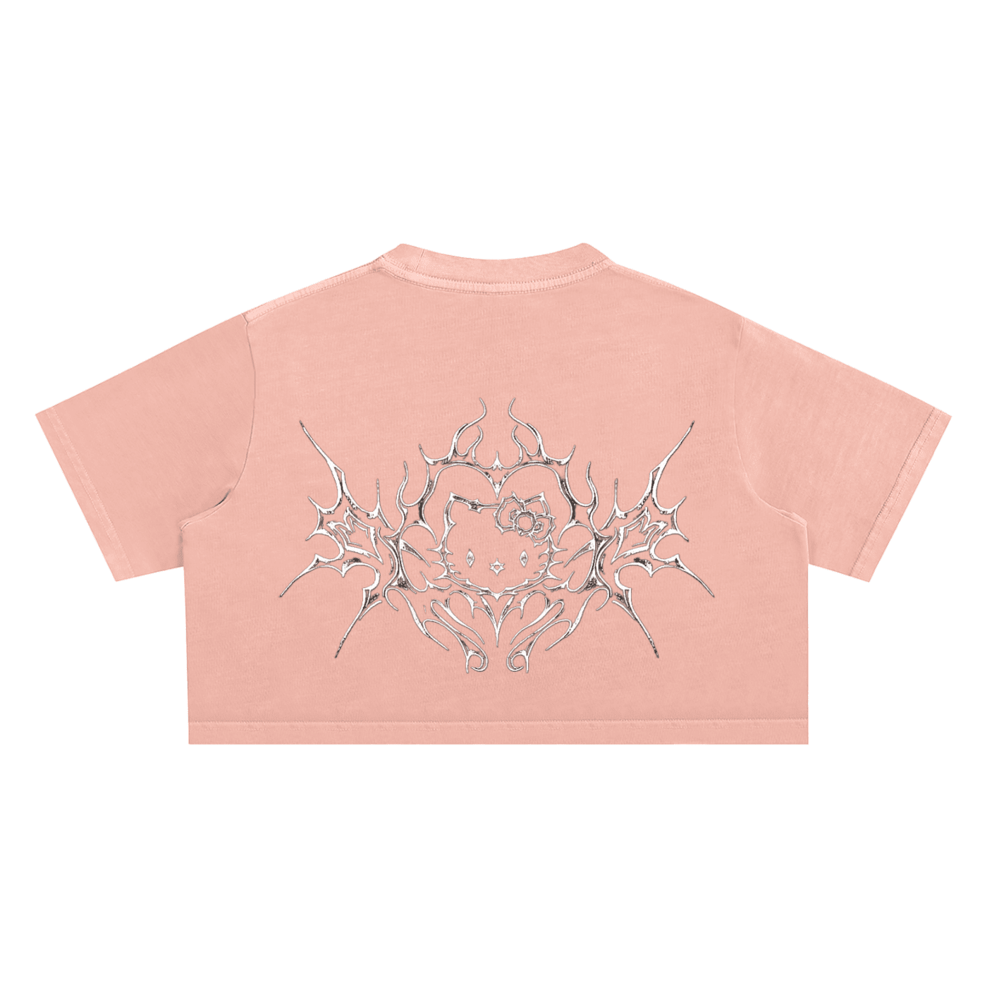 Cyber Kitty Washed Crop Top - The Shadow Archive