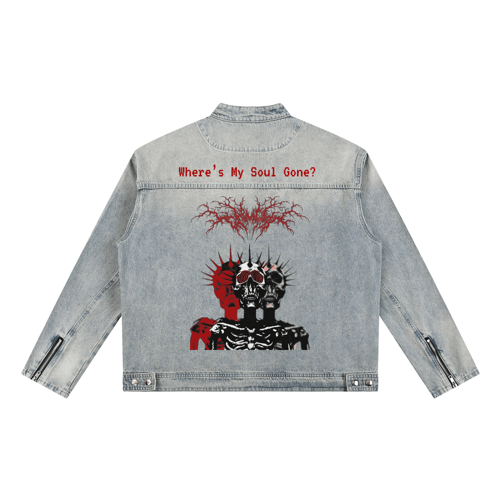 Manipulation Washed Zip Denim Jacket - The Shadow Archive