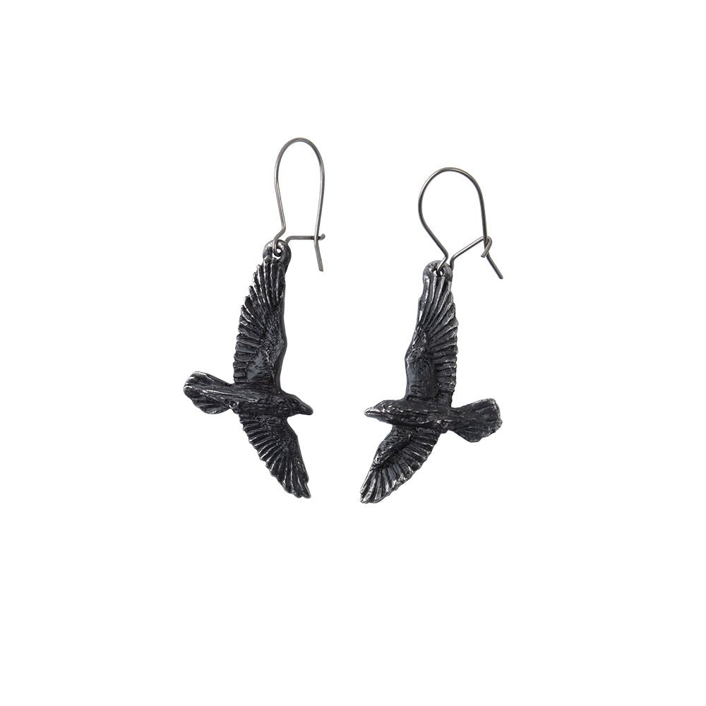Black Raven Earrings - The Shadow Archive