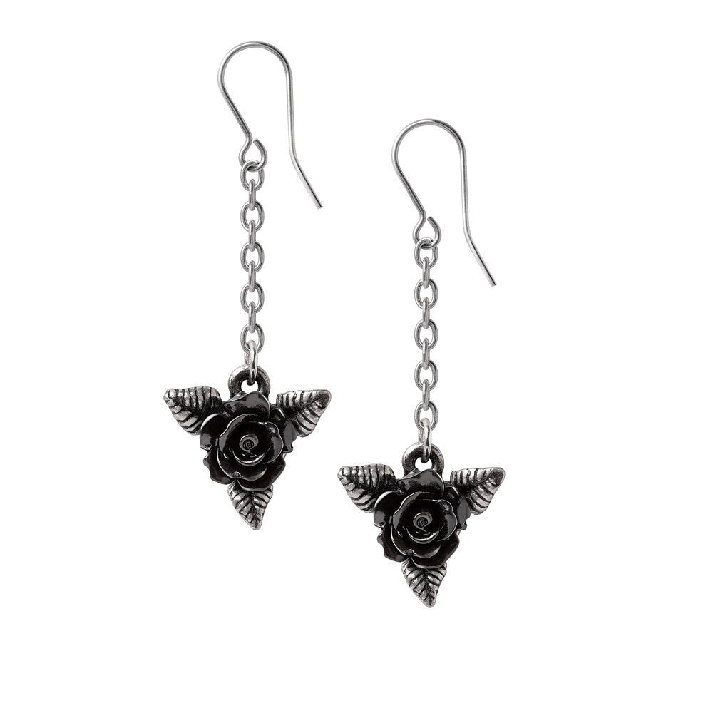 Black Rose Dropper Earrings - The Shadow Archive
