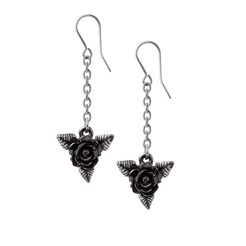 Black Rose Dropper Earrings - The Shadow Archive
