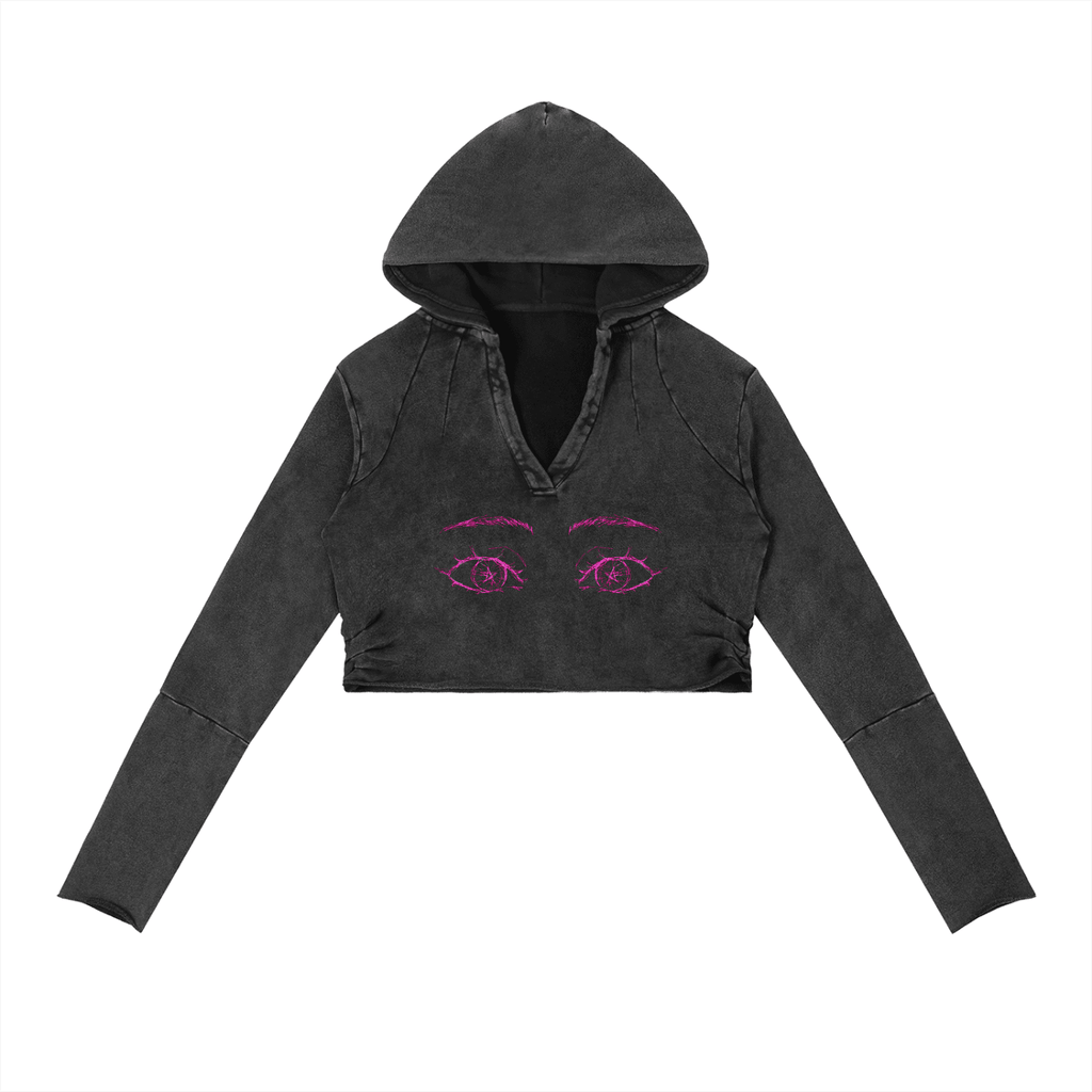 F*ck Me Eyes Washed Raw Edge Hoodie - The Shadow Archive