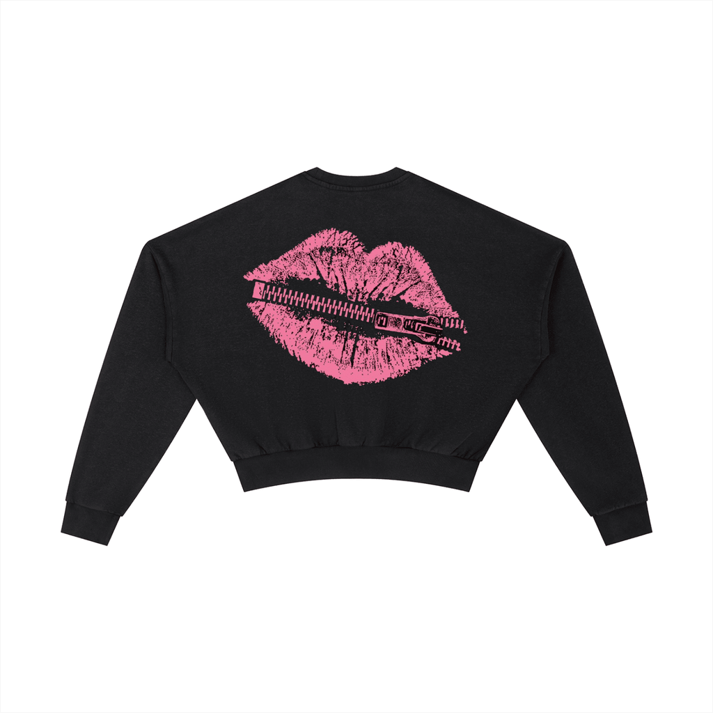 Bipolar Kisses Washed Cropped Sweatshirt - The Shadow Archive