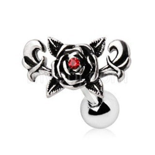 14 Gauge Stainless Steel Gothic Rose Cartilage Earring - The Shadow Archive