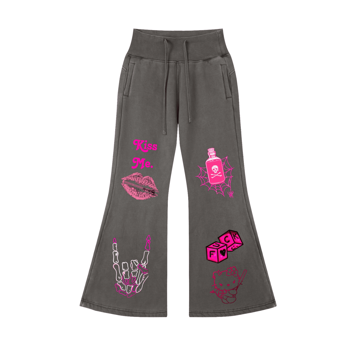 Punk Kitty Flared Fleece Pants - The Shadow Archive