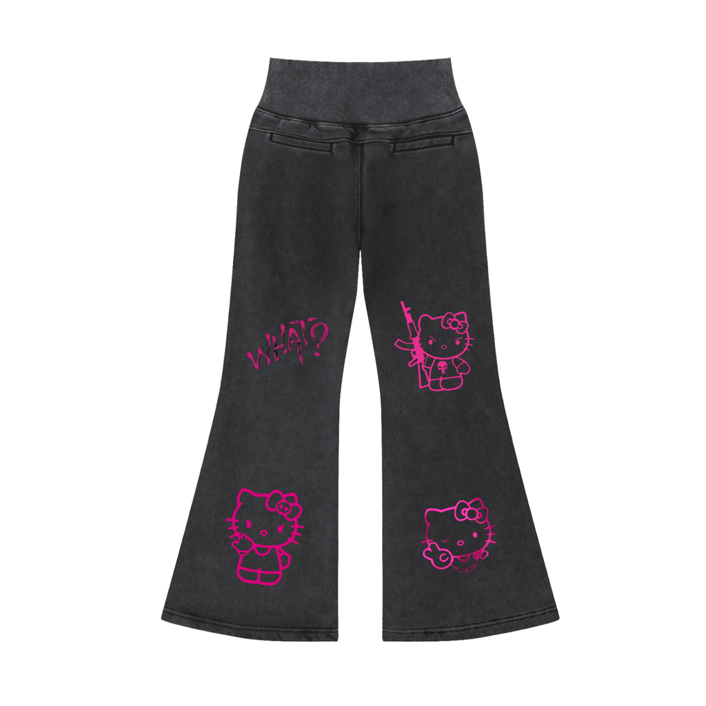 Punk Kitty Flared Fleece Pants - The Shadow Archive