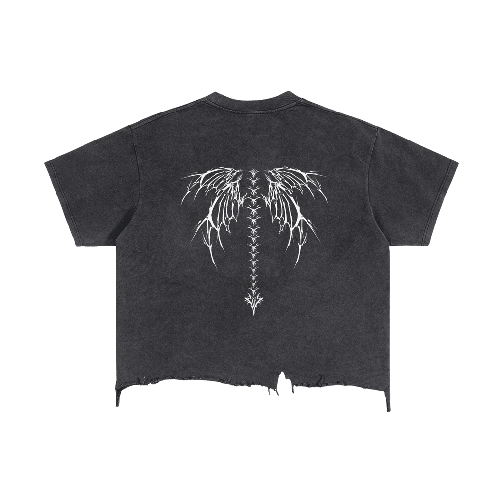 Falling Into Myself Distressed Hem T-Shirt - The Shadow Archive