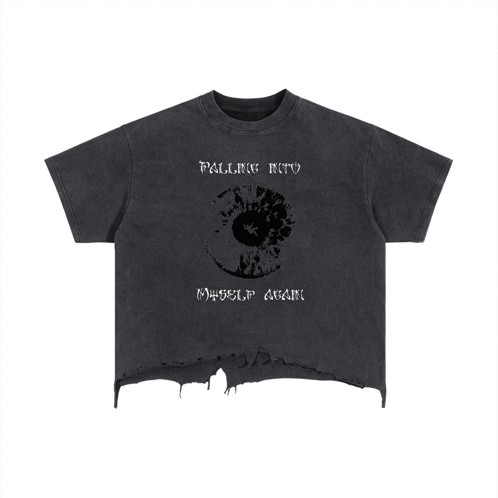 Falling Into Myself Distressed Hem T-Shirt - The Shadow Archive
