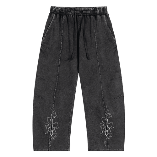 Regal Wash Drawstring Cotton Pants - The Shadow Archive