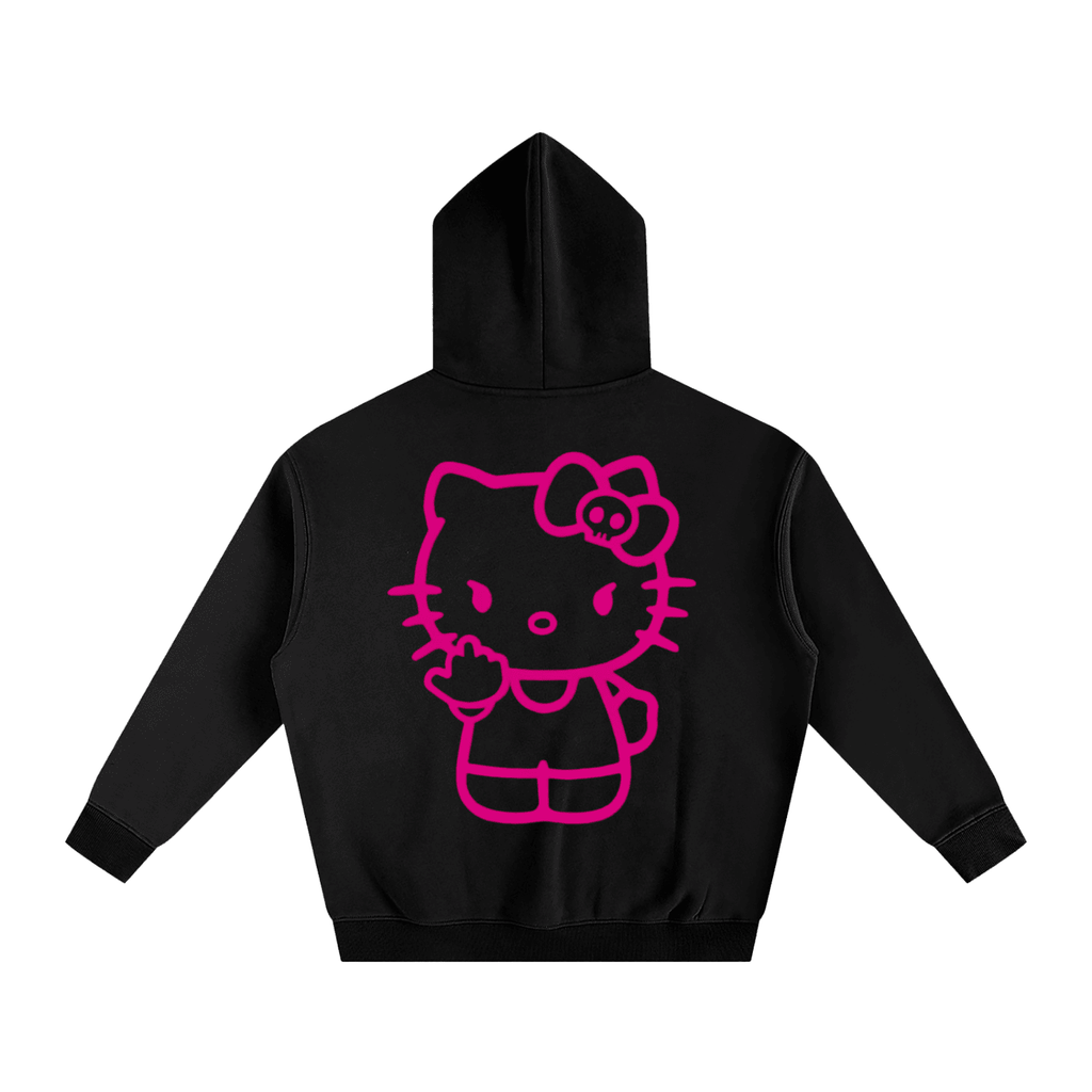 Bipolar Kisses Kitty Fleeced Hoodie - The Shadow Archive