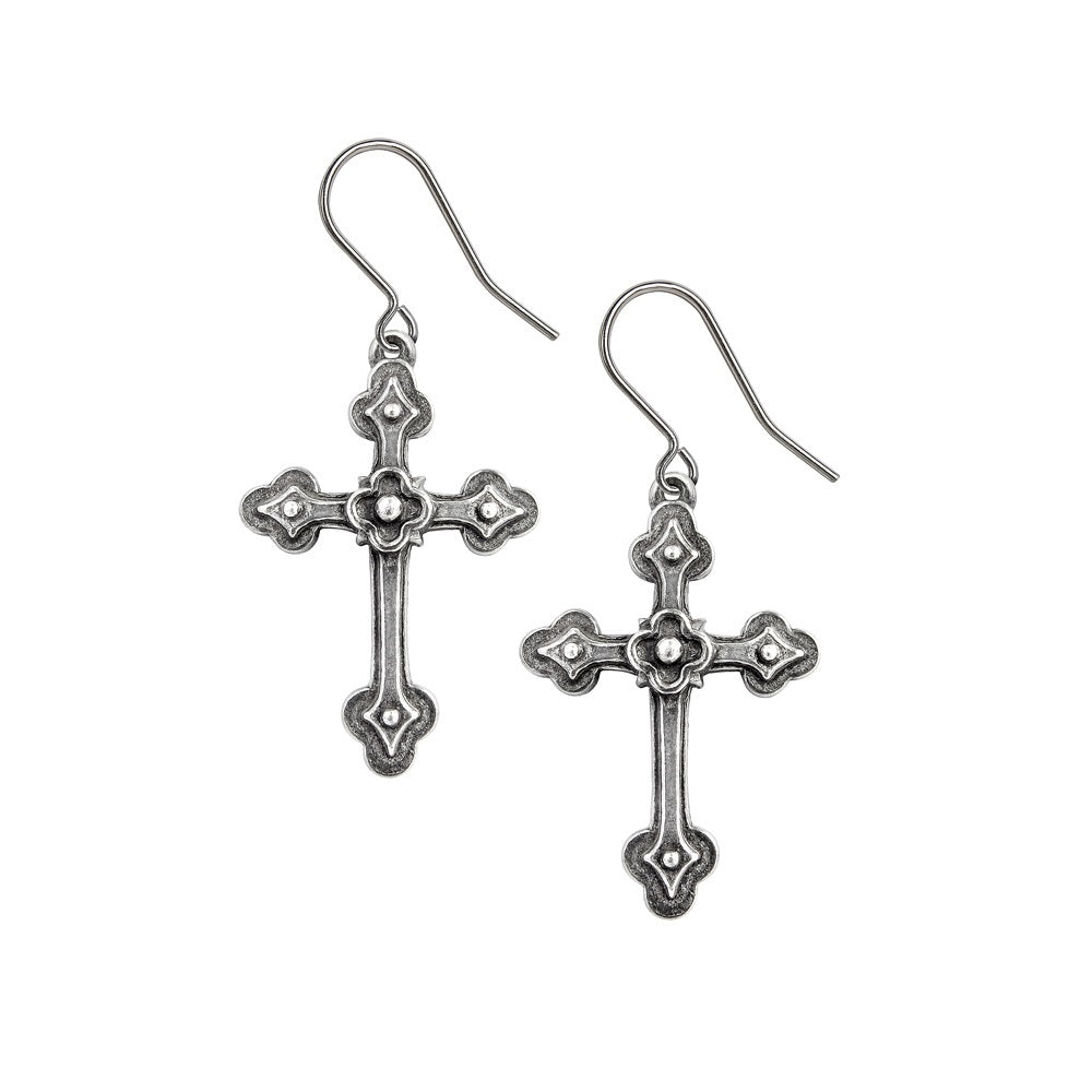 Gothic Devotion Cross Earrings - The Shadow Archive