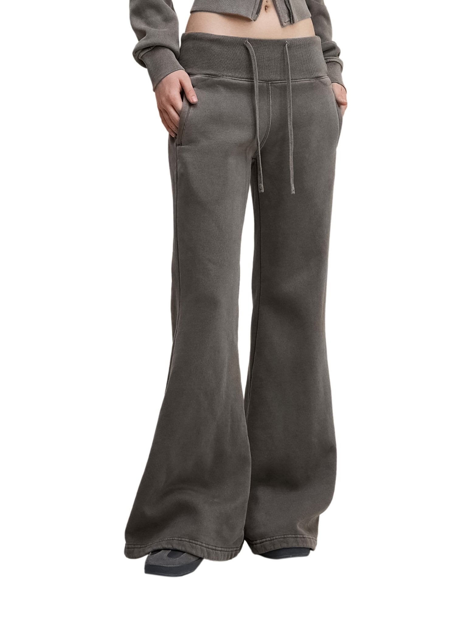 Vintage Washed Flared Fleece Pants - The Shadow Archive