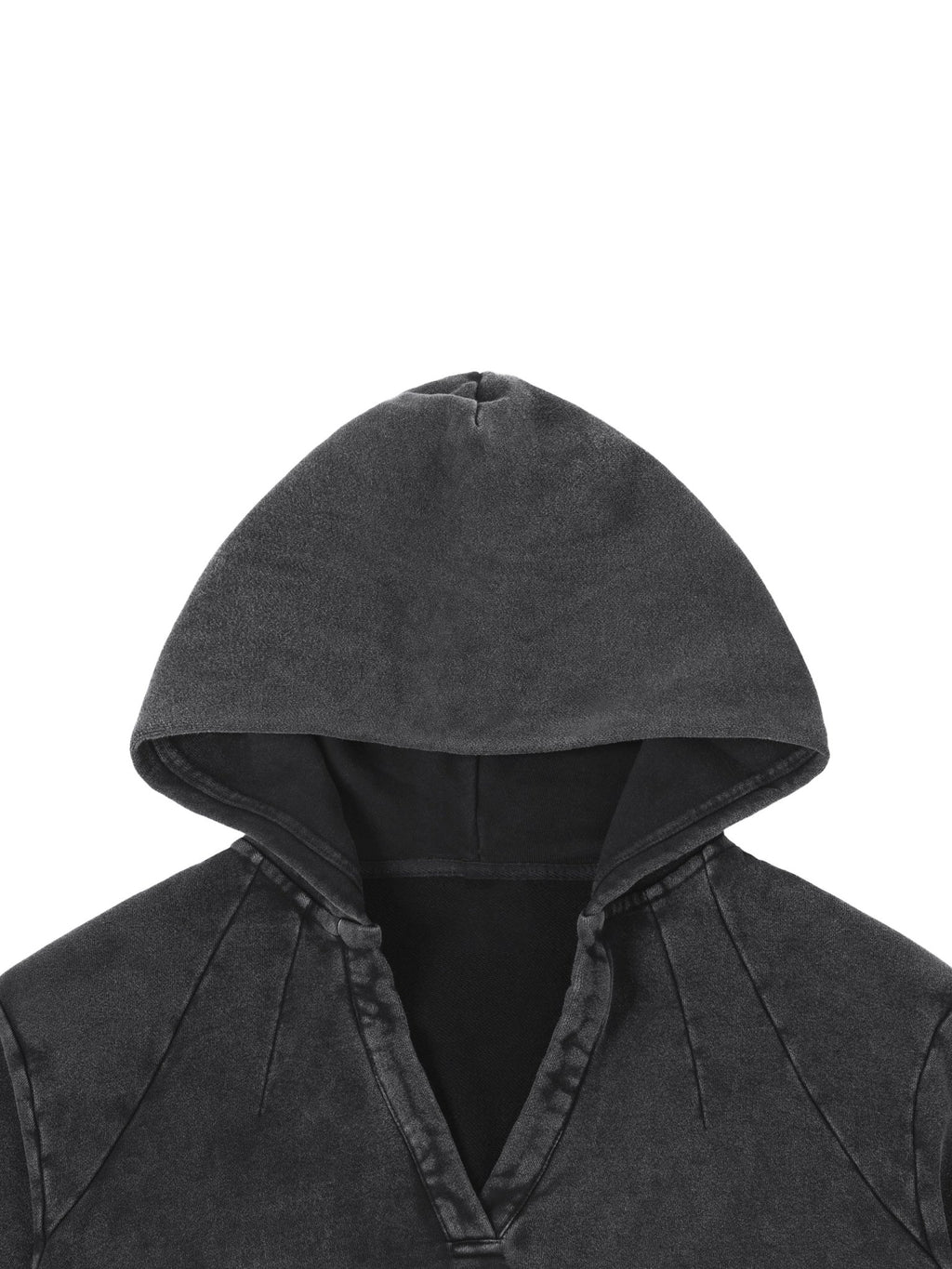 Gothic Washed Raw Edge Hoodie - The Shadow Archive