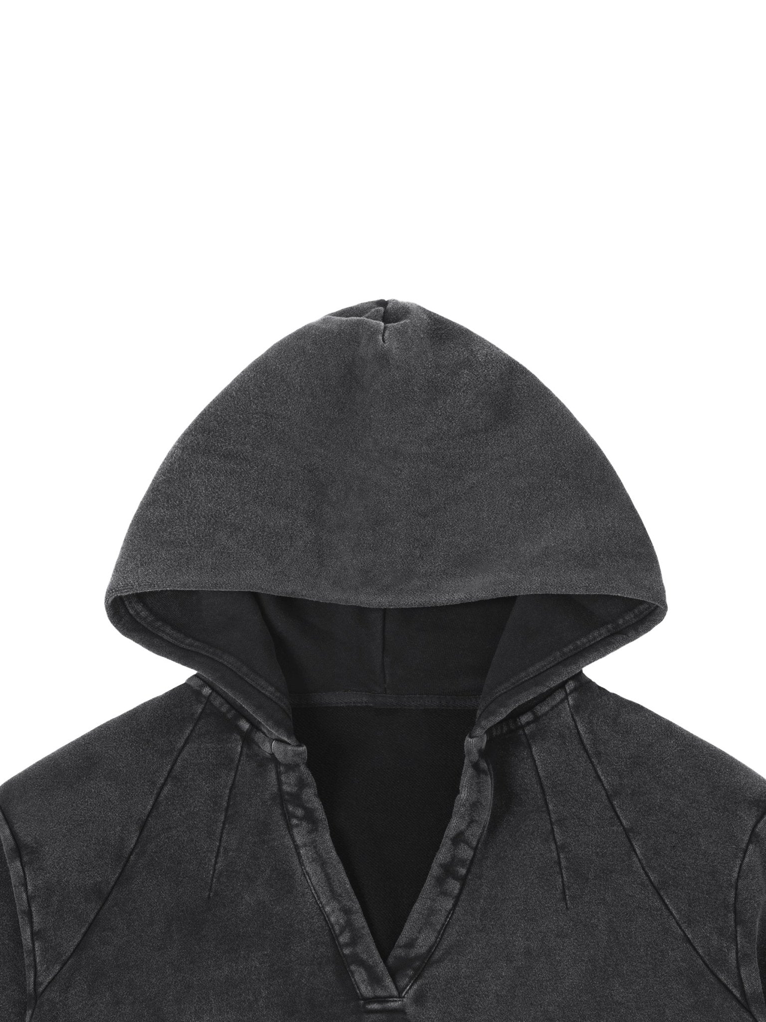 Gothic Washed Raw Edge Hoodie - The Shadow Archive