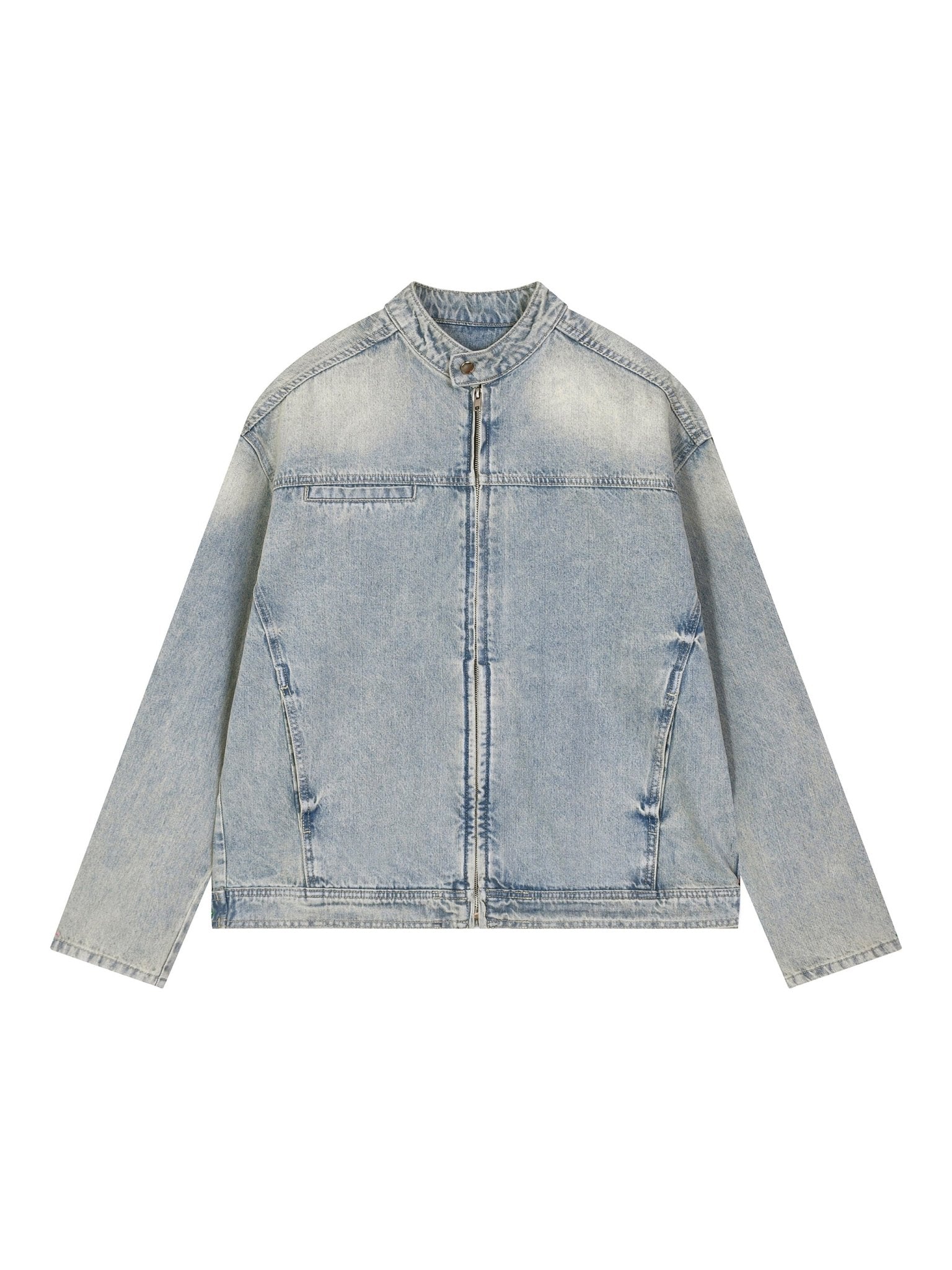 Manipulation Washed Zip Denim Jacket - The Shadow Archive