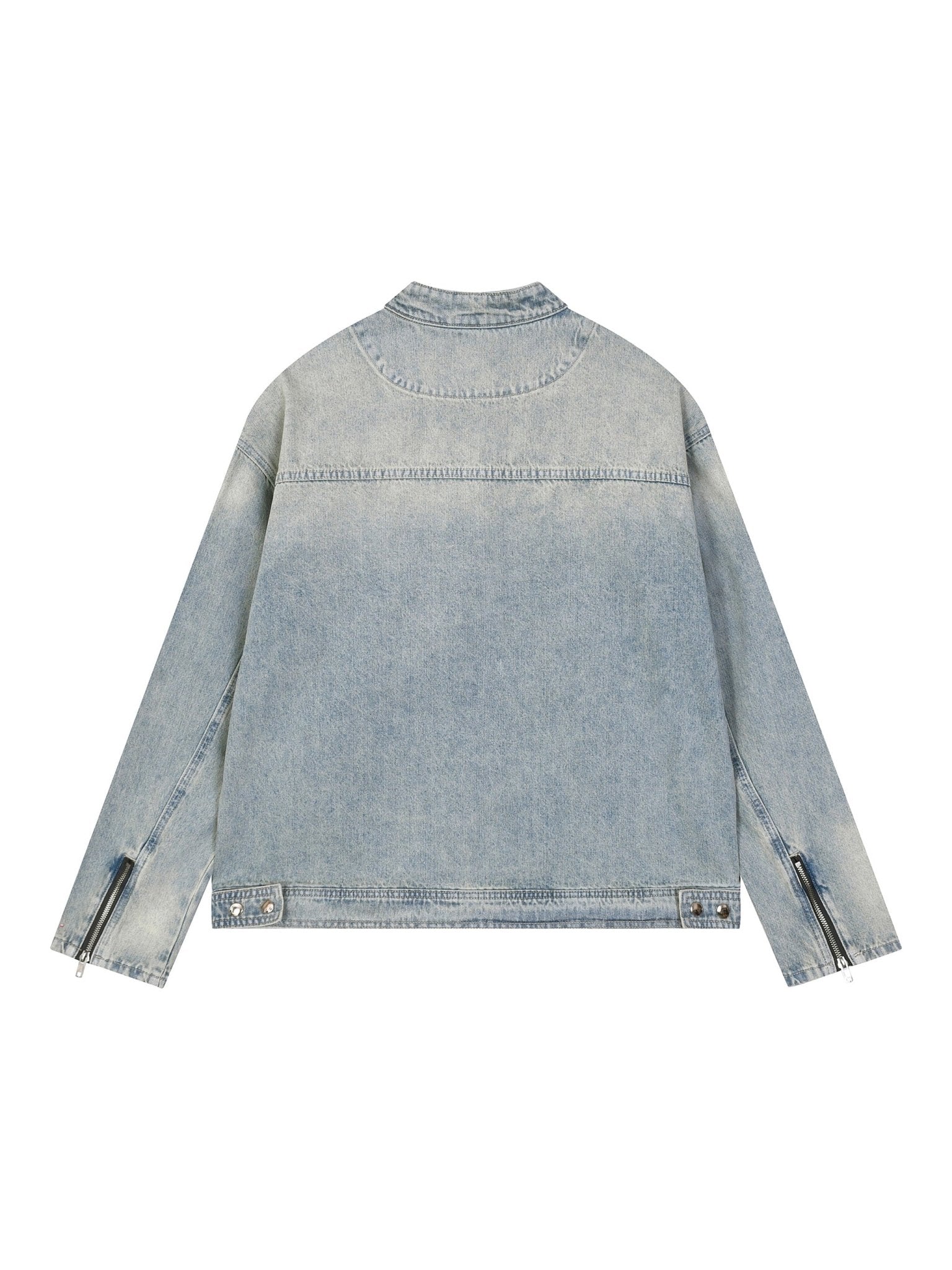 Manipulation Washed Zip Denim Jacket - The Shadow Archive