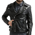 Men’s Black Leather Motorcycle Jacket - The Shadow Archive