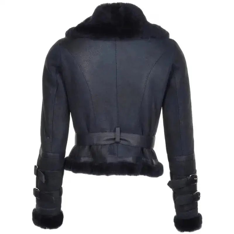 Womens Sheepskin Leather Bomber Jacket - The Shadow Archive