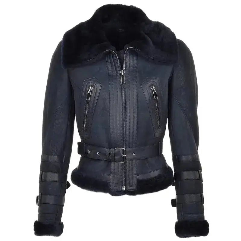 Womens Sheepskin Leather Bomber Jacket - The Shadow Archive