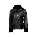 Women’s Black Leather Four - Pocket Bomber Jacket - The Shadow Archive